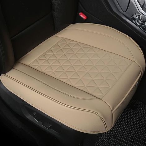 Luxuriöser Vordersitzbezug aus PU-Leder, 1-teilig, universell passend für 90 % aller Autos, 20,8"-22" (Beige) (1/5)