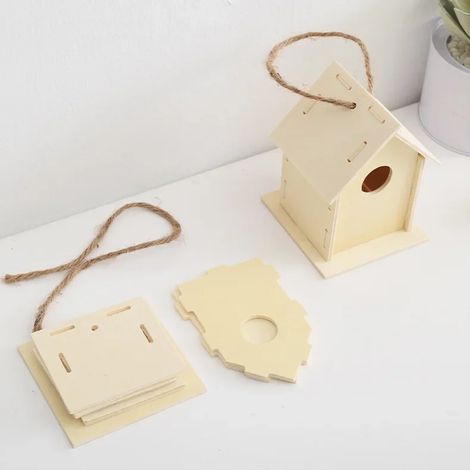 Nichoir en bois - mini nichoir suspendu en bois naturel brut - nichoirs pour enfants - décoration printanière suspendue pour l'extérieur