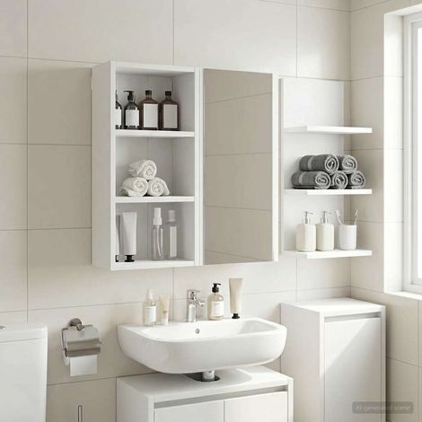 vidaXL Armadio da bagno a muro Bianco 30 x 16 x 62,5 cm