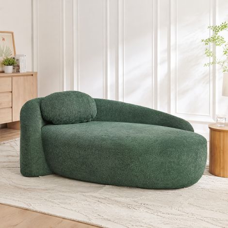 Canapé 170x96x62 cm vert en tissu peluche avec coussin, structure en mousse MEUBLIV (1/5)