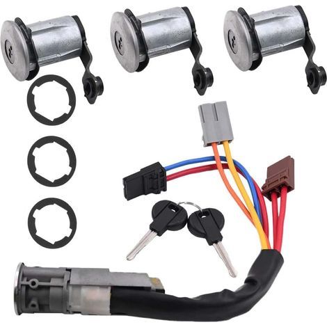 Türschlösser vorne und hinten mit Zündzylinder und 2 Schlüsseln, kompatibel mit Citroën Partner Berlingo 96-08, Teilenummer 96244156 252522 9170.G3 (1/5)