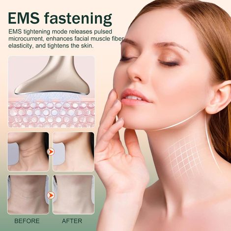 Dispositivo viso antirughe, dispositivo di bellezza 4 in 1, 3 modalità di vibrazione ad alta frequenza, dispositivo di bellezza per la cura della pelle con massaggio lifting EMS per lifting e rassodam (1/4)