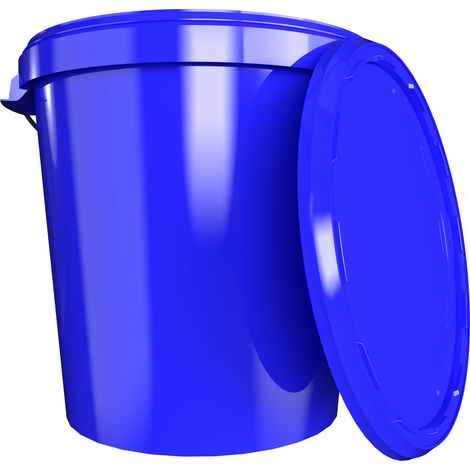 1x Hobbock Eimer mit Deckel 31,5 L, Lebensmittelecht Blau