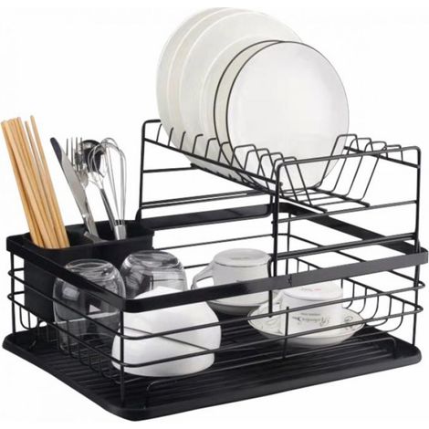 Égouttoir À Vaisselle - Métal Thermolaqué - Noir - 43x32,5x27,5 Cm - 1 Pièce (1/2)