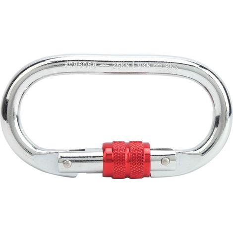 XINDA O-Karabiner, Silber und Rot, 25 kN, Outdoor-Kletterausrüstung, Sicherheitsschlaufe (1/5)