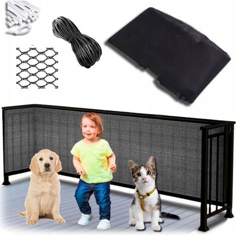 Filet de protection pour balcon - 3 m - Noir - Sécurité enfants - Résistant aux déchirures - Protection animaux