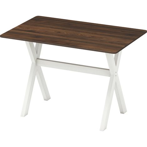 Table à manger blanche en bois avec plateau spacieux et structure en X robuste pour cuisine et salle à manger (1/5)