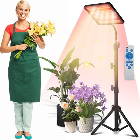 TolleTour Lampada LED a spettro completo per piante con treppiede e telecomando – Lampada per piante da 25 W con timer, 3 modalità di illuminazione, 10 livelli di regolazione dell'intensità luminosa p (1/5)