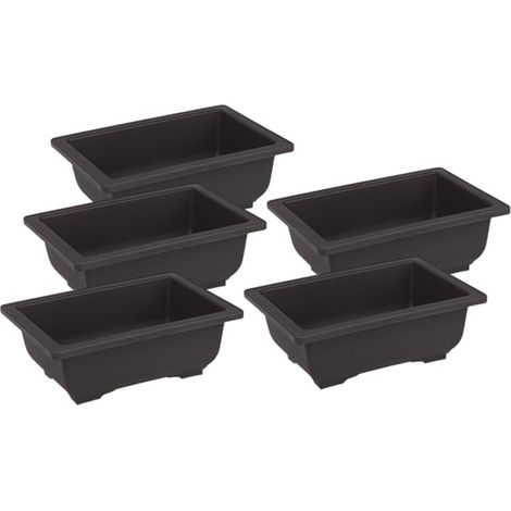 BESTonZON Pot à Bonsaï Rectangulaire Noir en Plastique, Lot de 5 (1/5)