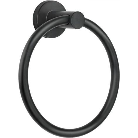 [JAMAIS UTILISÉ] Anneau porte-serviettes mural, 1 pièce, porte-serviettes, porte-serviettes, matériel de salle de bain, porte-serviettes rond simple en acier inoxydable SUS 304 (noir) (1/4)