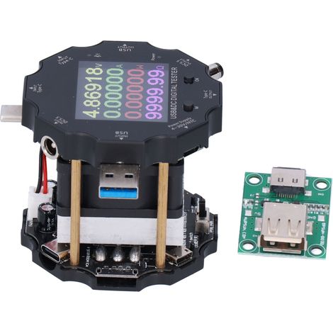 Testeur USB Écran LED Haute Définition Multimètre Numérique 3-en-1 avec Boîte en Fer pour Test de Tension, Courant et Puissance (1/5)