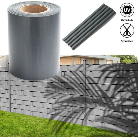 Jiubiaz 4 Rollen PVC Sichtschutzstreifen 35m x 19cm Sichtschutzfolie mit 30 x Befestigungsclips für Gartenzaun, Balkon  Anthrazit