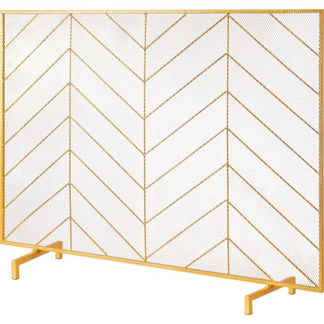 Mophorn Kaminschirm, 980 x 758 mm, Funkenschutz aus Eisengeflecht, freistehender Kaminzaunrost für Wohnzimmer, einfache Installation, moderne Heimdekoration
