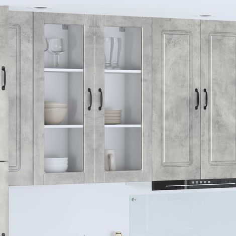 Teenpull – Wandglas-Schrank PORTO Beton Grau 40 x 31 x 100 cm (1/4)