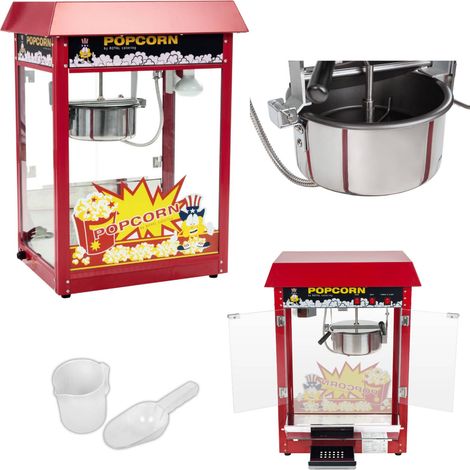 Máquina de palomitas de maíz de bar con techo rojo