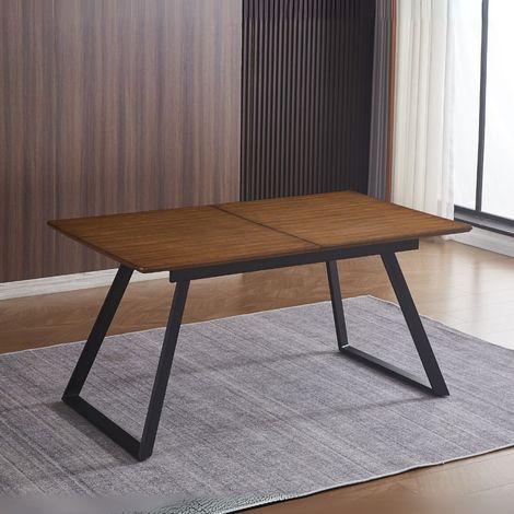 Mesa extensible color roble oscuro y patas negras 160x90x76H cm - Doky (1/3)