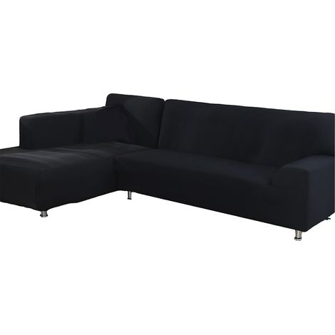 Housse de canapé élastique universelle tout-en-un, housse de canapé d'angle, housse de canapé en cuir, housse intégrale, housse combinée quatre saisons, vente en gros, noir, quatre places, 235-300 cm (1/5)