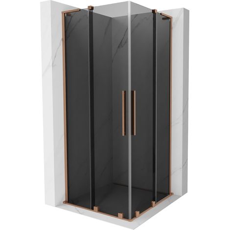 Mexen Velar L Duo cabine de douche coulissante 90 x 90 cm, graphite, cuivre brossé - 871-090-090-02-43-65 (1/5)