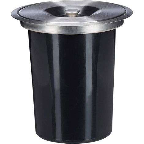 WELL HOME – In Arbeitsplatten integrierter Mülleimer mit 8-Liter-Edelstahldeckel in Schwarz (1/5)
