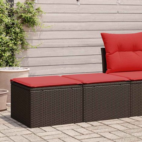 Salon de jardin avec coussins 2pcs marron résine tressée acacia (1/5)