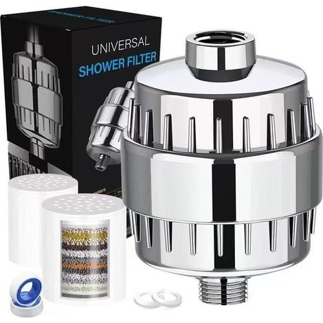 Filtre de pommeau de douche (avec 2 cartouches filtrantes) - Filtre à 20 couches, déchlore. (1/5)