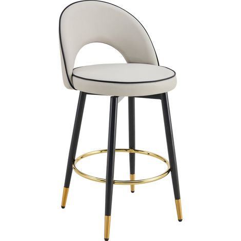 Taburete de bar giratorio 360° de PU gris con estructura metálica, set de 2 (1/5)