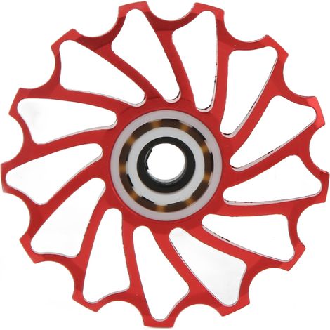 Galet de guidage pour dérailleur arrière WAKE Bike, en alliage d'aluminium avec roulements en céramique, pour VTT (rouge) (1/5)