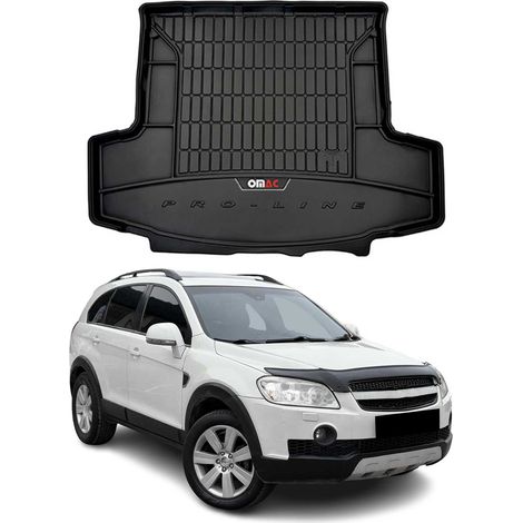 Tapis de Coffre 3D TPE Premium Compatible avec Chevrolet Captiva 2006-2018 7 Places - Bac de Protection de Coffre Intérieur antidérapant Revêtement de Coffre Bords Hauts pour Voiture Noir