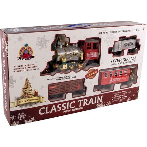 Spetebo – Train de Noël lumineux 24 pièces – Longueur des rails 530 cm – Fonctionne sur piles – Pour usage intérieur