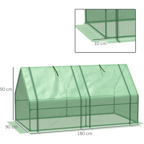 Serre potagère PE renforcée verte 1,8x0,9x0,9m, structure acier pour plantes et légumes (1/4)