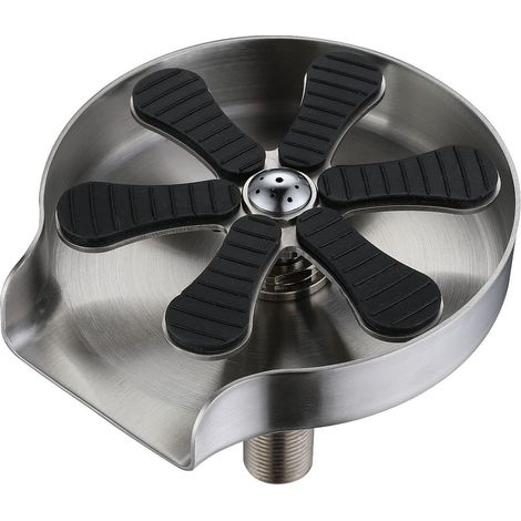Lave-verre, accessoires d'évier, lave-verre de type presse autonettoyante en acier inoxydable, outil de nettoyage de verre pour la maison, le restaurant et le bar One Piece (1/5)