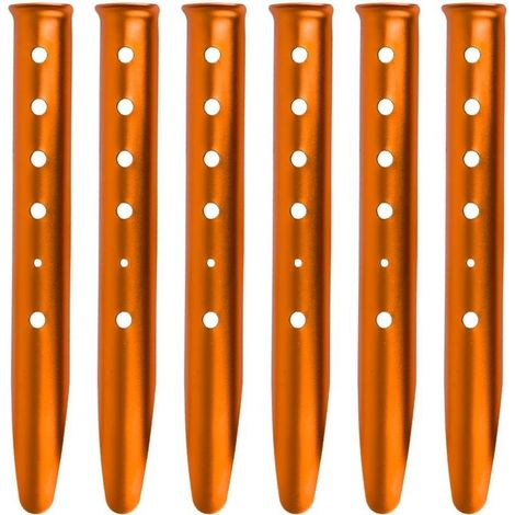 Piquets de tente en alliage d'aluminium Piquets de sable en forme de U 31 cm 6 pièces Piquets de fixation pour neige Plage Camping Randonnée (Orange - En forme de U - 31 cm) (1/5)
