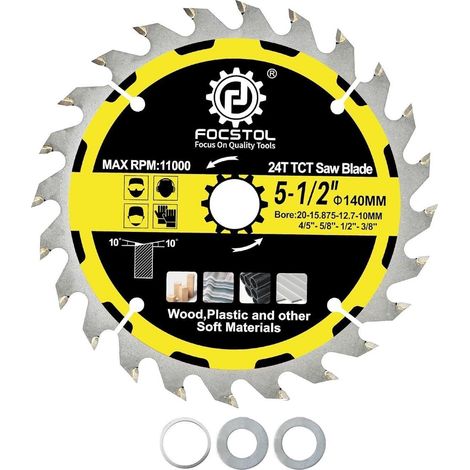 Kreissägeblatt 140mm 24 Zähne für Holz, Kunststoff & Weichmaterialien (1/5)