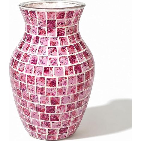 Vase en Verre Rose pour Fleurs Vase Décoratif pour Maison pour Table Étagère (1/5)