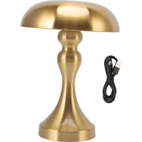 Lampe de table champignon rechargeable, dorée, intensité lumineuse réglable par simple pression, 3 températures de couleur, veilleuse (1/5)