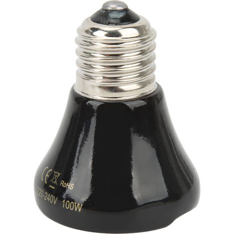Ceramic heat lamp for reptiles, mini infrared heat lamp for amphibians (lizards, reptiles), 220-240 V, 100 W, black (1/5)