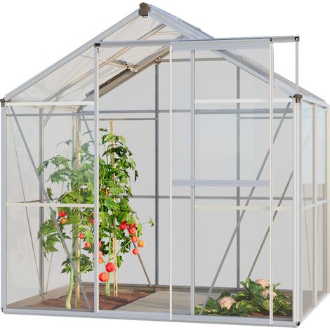GFP Gewächshaus Opal 2 Glasgewächshaus 192x131 cm Aluminium-Rahmen, 4 mm Sicherheitsglas (1/4)