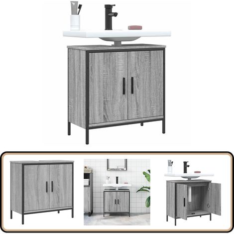 Waschbeckenunterschrank Grau Sonoma 60x30x60 cm Holzwerkstoff - Badezimmermöbel - Waschbeckenunterschrank - Holzwerkstoffschrank - Grau Sonoma - Unterschrank