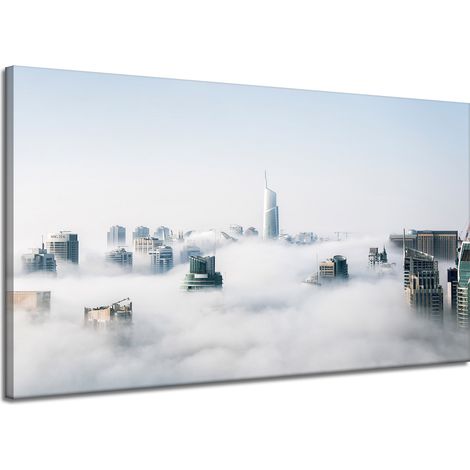 Leinwanddruck Architektur Wolkenkratzer 120x70 USA Himmel Nebel