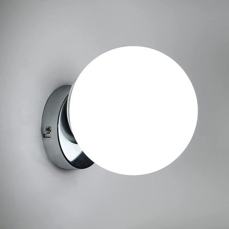 GOECO Applique Murale Intérieure, Lampe Murale Moderne, E27 Luminaire Mural Boule de Verre 15cm pour Chambre, Salon, Couloir Escalier, Balcon (1/5)