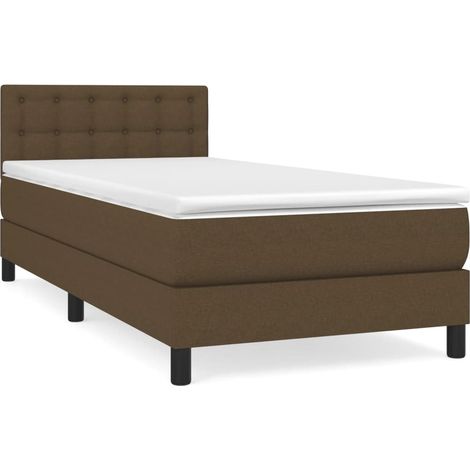 Maison Exclusive - Cama box spring con colchón tela marrón oscuro (1/5)