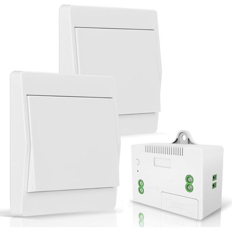 Funkschalter Licht Set, Funk Lichtschalter Batterielose Wandschalter Wireless Lichtschalter 200M Outdoor 50M Indoor Funkreichweite für Lampe Eletrogerät (FS1+2) (1/5)
