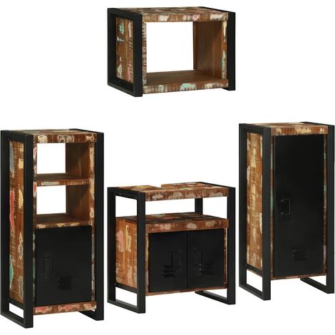 Juego de muebles de baño 4 pcs Madera reciclada maciza