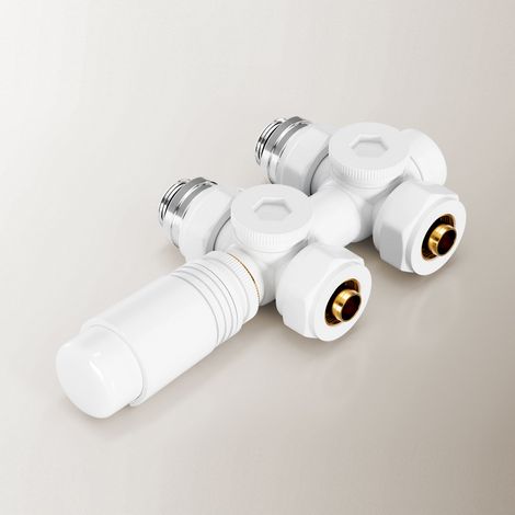 Heilmetz – Raccord radiateur avec thermostat 50mm – Raccordement mural en laiton – Pression jusqu'à 10 bar – Température max 120°C – Angle et passage