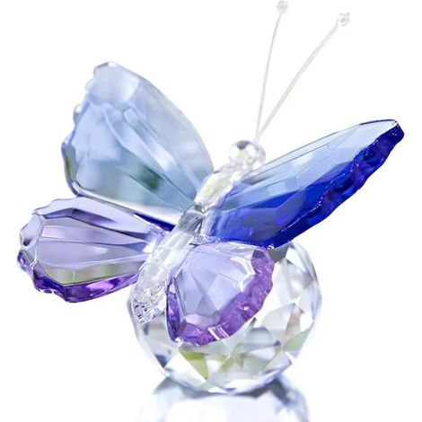 Papillon - Verre Bleu Violet - Base Sphérique - Presse-Papier Décoratif - Figurine Cristal - Salon Bureau Intérieur - 1 Pièce (1/5)