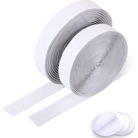 m selbstklebendes Klettband, kratzfest, starke Haftung, für alle Arten von Befestigungen, z. B. für Bilderrahmen (Weiß – 2 cm × 5 m) - Crezuo