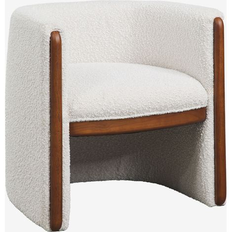 Set di 4 sedie da pranzo con braccioli in legno e tessuto bouclé Bekasi SKLUM (1/5)