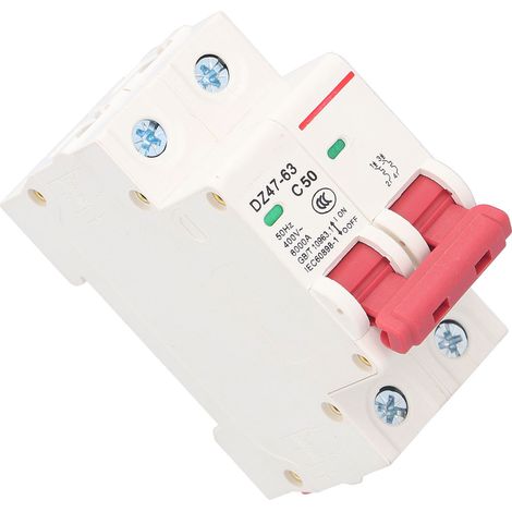 Disjoncteur miniature 2P avec fenêtre de visualisation ergonomique, protection contre les surcharges jusqu'à 50 A
