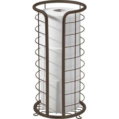 Porte-Papier Toilette Libre - Support Métallique pour 3 Rouleaux - Base Surélevée - Acier Peint Bronze (1/5)