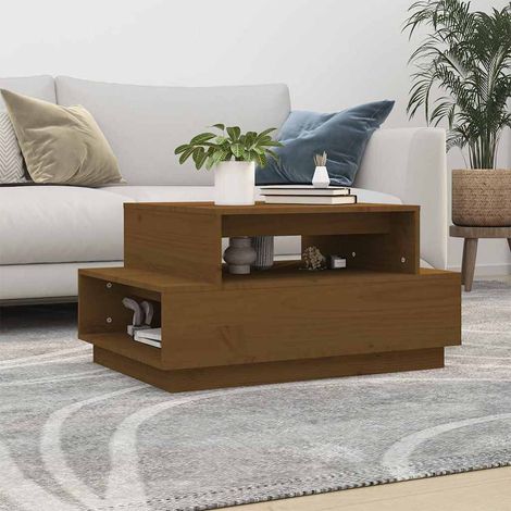 Table basse Table d'appoint pour Salon Chambre - Marron miel 80x55x40,5 cm Bois massif de pin BV957443 - BonneVie (1/5)